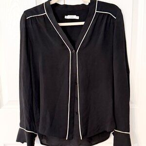 Vince Black Silk Sheer Blouse size XS